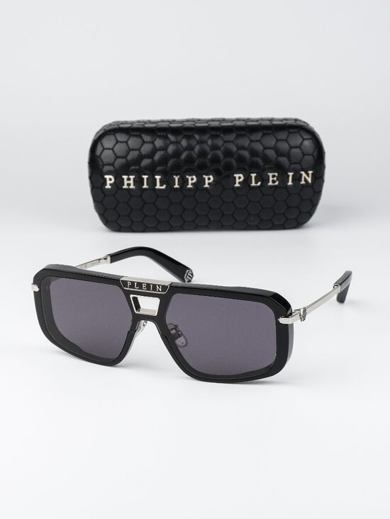 Philipp Plein Women Sunglasses Black Grey Pilot SPP008M 0700 NEW AUTHENTIC main image 12